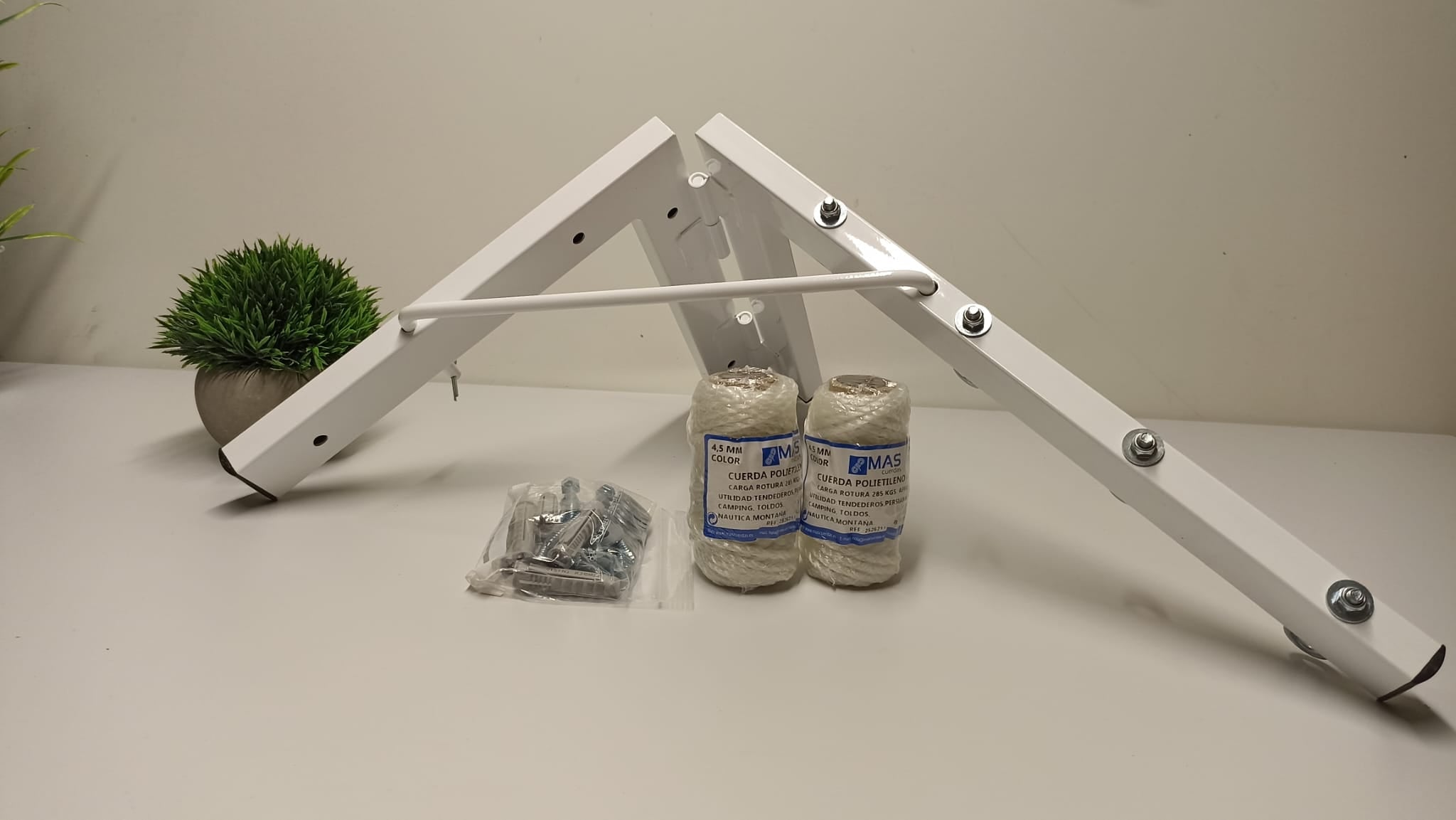 Tendedero plegable de pared 4 cuerdas blanco