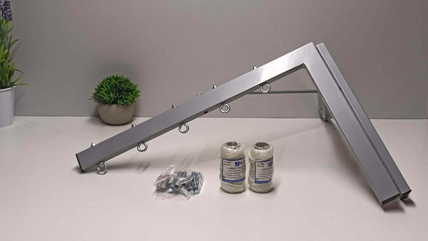 Tendedero plegable de pared 5 cuerdas gris