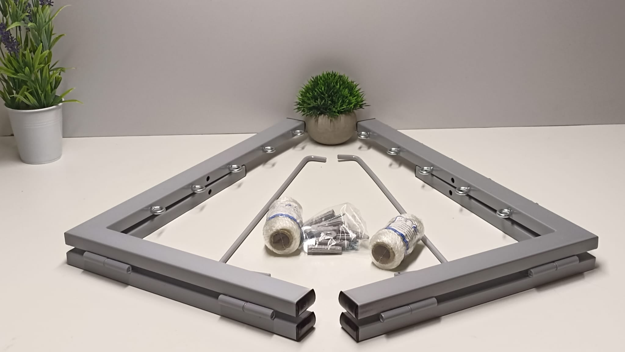 Tendedero plegable de pared 5 cuerdas gris