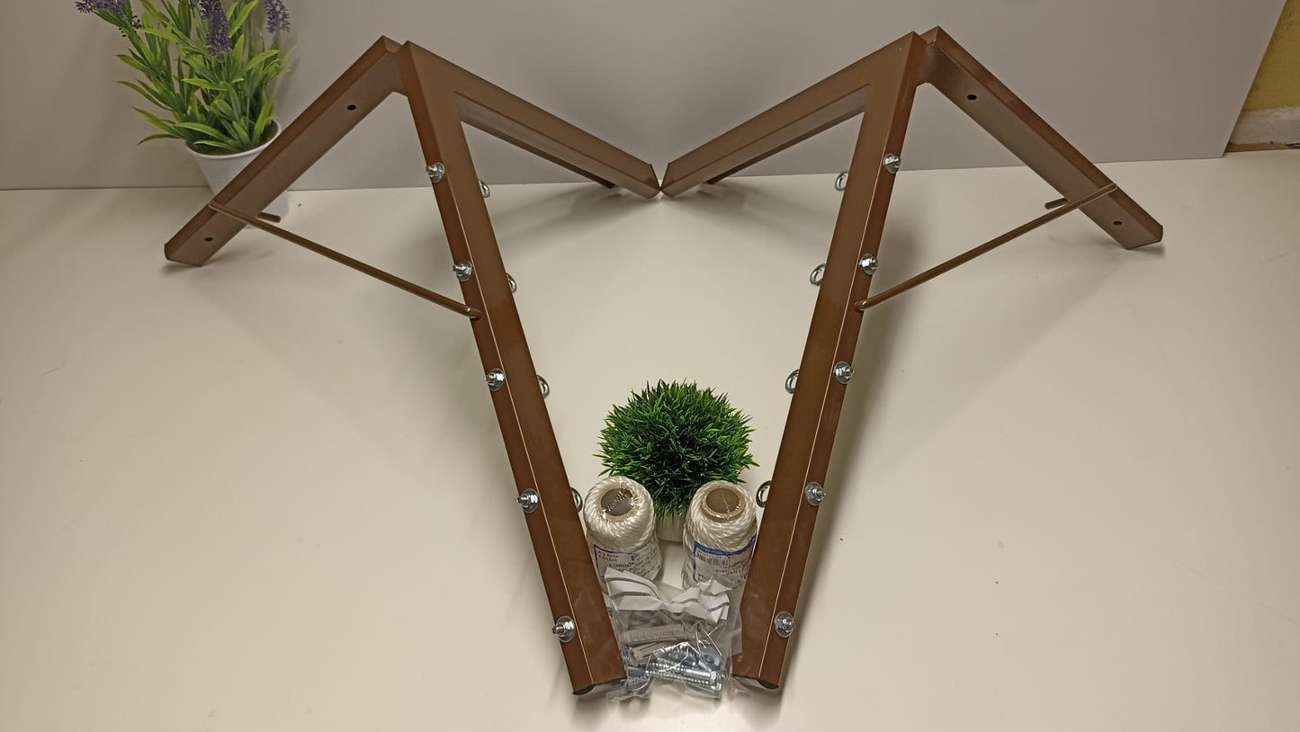 Tendedero plegable de pared 5 cuerdas marron