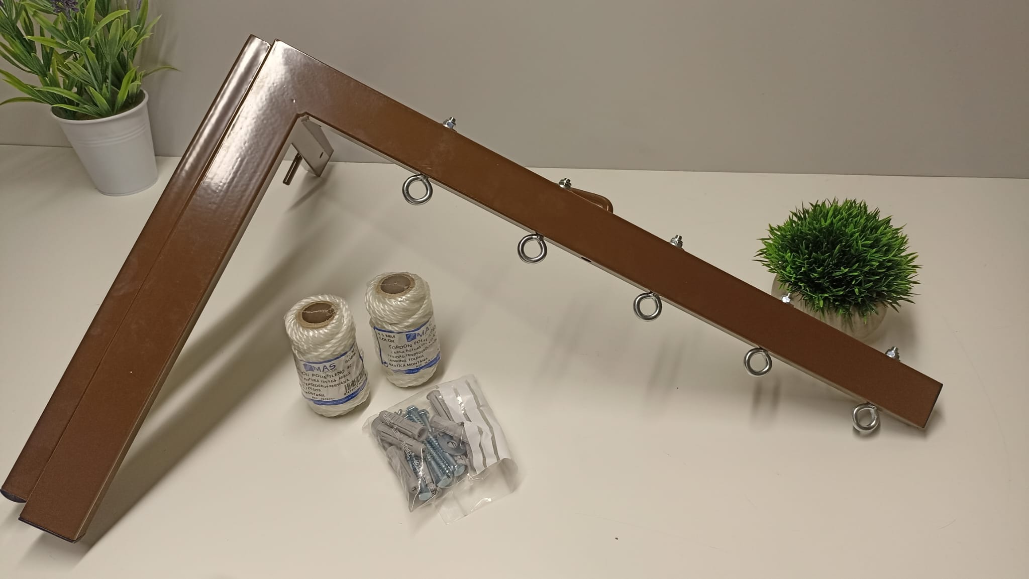 Tendedero plegable de pared 5 cuerdas marron