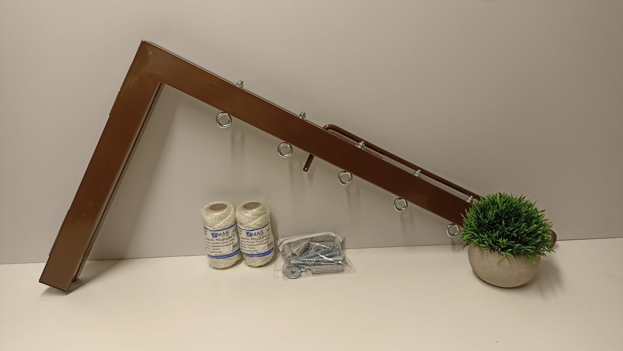 Tendedero plegable de pared 5 cuerdas marron