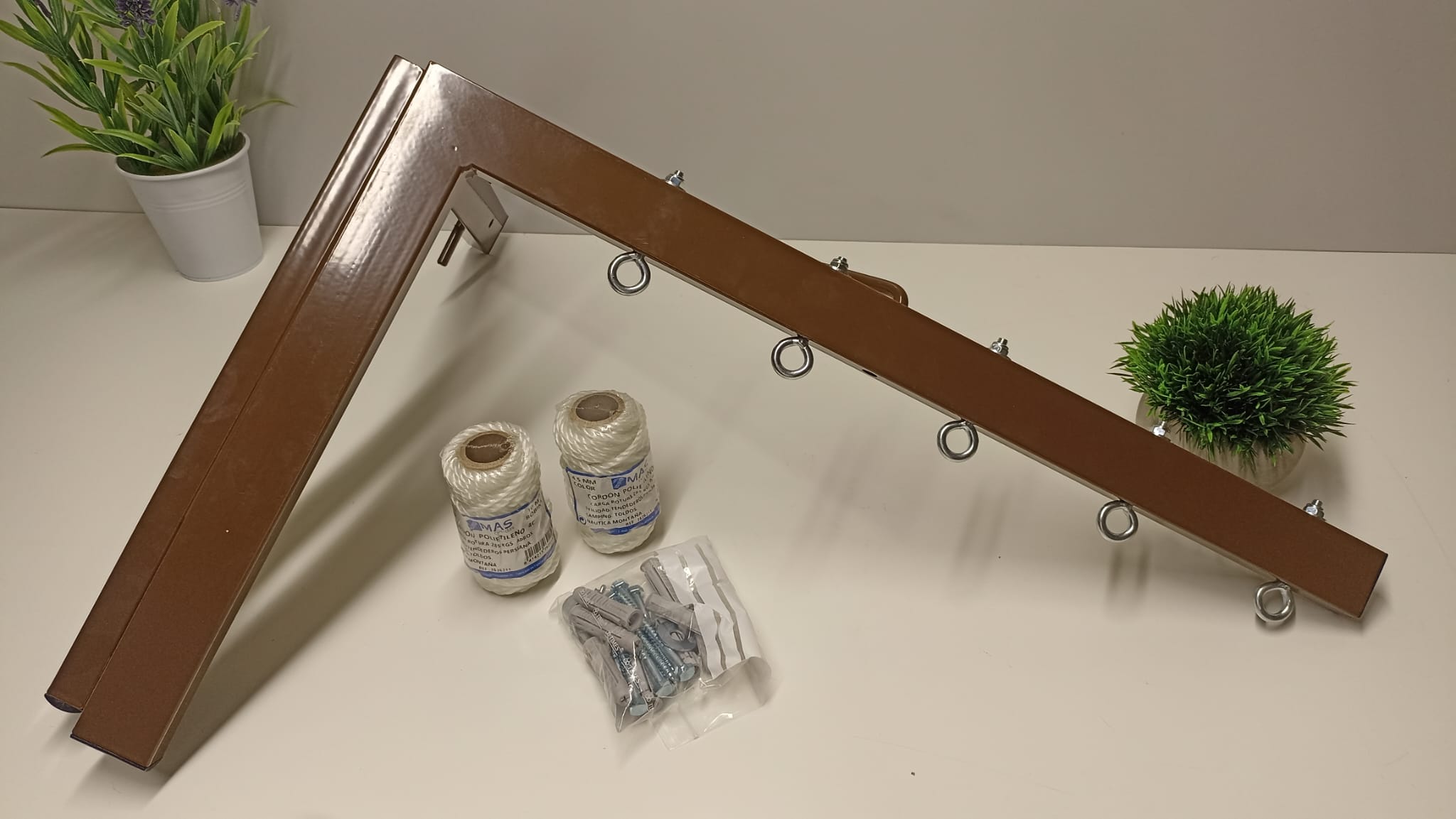 Tendedero plegable de pared 5 cuerdas marron